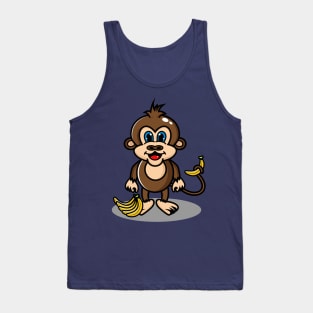 cute monkey design carrying bananas. Tank Top